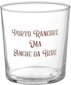 KASANOVA Bicchiere in vetro 360 ml scritta Rancore rosso Acqua,Tavola