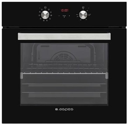 Aspes Horno Multifunción Con Ventilador Cristal negro AHM10700DCN. Capacidad 69 Litros, 1200 W, 10 Programas, Interior Esmaltado, Fácil Limpieza, Eficiencia Energética Clase