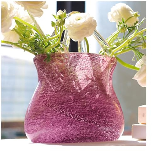 Geldbeutel-Vase FüR Blumen, Bubble Handtasche Blumenvase Purse Vase Glass Bag, FüR Heimdekoration,Purple
