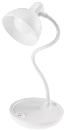 ChiliTec Tischleuchte 3x AA Batterie 25cm Schwanenhals Dimmbare Led Leseleuchte Licht Warmweiß 3000k Weiß