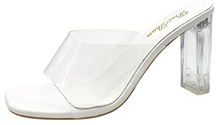 Mules à talons pour femme - Escarpins à talons hauts - Sexy - Transparent - Chaussures de mariage - Chaussures de fête - Chaussures de plage - Sandales d'été - Sandales en cristal - Tailles 37 à 42