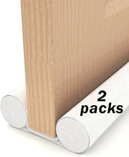 2 Pièces 93cm Boudin Porte, HASA zone Boudin de Porte Double avec Tissu Oxford Imperméable, Isolant Porte pour Porte Intérieur, Blanc