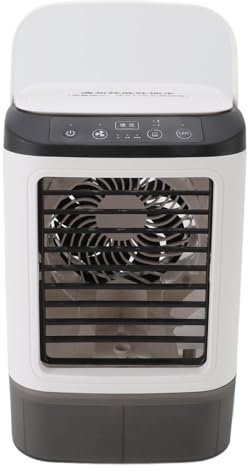 Enfriador de Aire Portátil con Tanque de Agua de 12 W y 900 Ml, Mini Enfriador de Aire, Ventilador de Refrigeración, Humidificación, Función de Nebulización Portátil, Mini Diseño