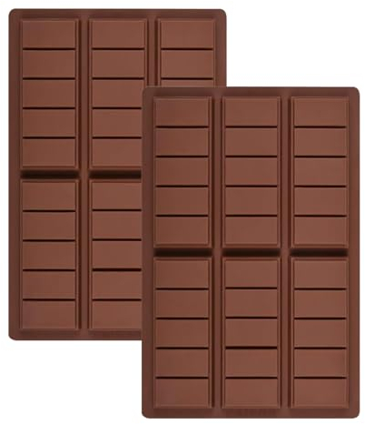 YXHZVON 2 Pièces Moules à Chocolat en Silicone, Moule Tablette 6 Cavités Pieces en Chocolat, Anti-Adhésifs en Silicone de Qualité Alimentaire, Sans BPA, Moules à Pâtisserie (Brun)