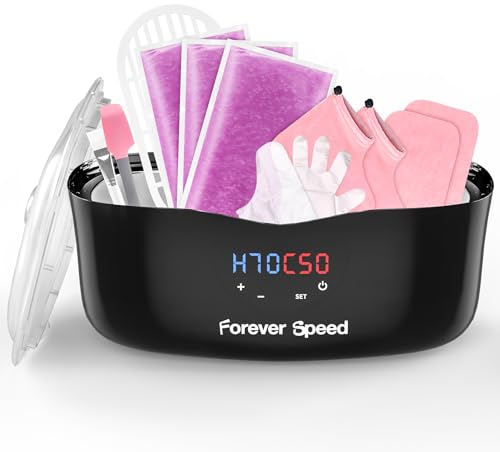 Forever Speed 4L Paraffin Bath for Hands and Feet Osteoarthritis, Paraffin Bath Warmer with Manual/Auto Mode Paraffin Bath Hands Feet Set with 1350 g Paraffin Wax and Glove, 230 W