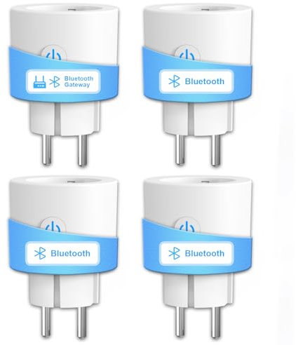 ANTELA Smart Steckdose 1 Gateway WLAN & Bluetooth mit Strommessung + 3 Bluetooth-Steckers, kompatibel mit Alexa, Google Home, Smart Life APP Fernsteuerung, 16A