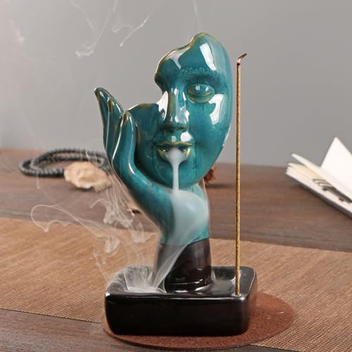 Support d'encens Backflow, Brûleur D'encens Céramique Porte-encens Refoulement Fontaine a Encens Bruleur Encens Cascade Accessoires d'aromathérapie décoration pour Relaxation Yoga Méditation