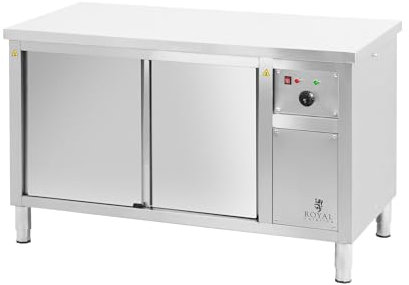 Royal Catering Armario Caliente de 140 x 70 x 85 cm Temperatura de 30 a 80 °C Acero Inoxidable (304) con Placa Reforzada Calentador de platos para catering Armario calefactado para banquetes