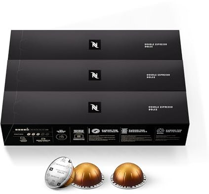 Nespresso Capsules Vertuo, Double Espresso Dolce, 30 dosettes d'expresso, infuser 76,5 g.