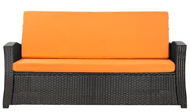 Setgarden® Bankauflage Polyrattan Gartenbank Sitzauflage, Bequeme Sitzauflagen für Gartenbänke – perfekte Auflagen für Ihr Gartensofa oder Ihre Hollywoodschaukel (Orange, 160x60x50 cm)