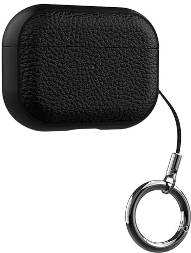 Hülle kompatibel mit airpods 4 Generation, Leder-Touch-Design für Schutzhülle Kompatibel mit Airpods 4 mit Handschlaufe– Stoßfeste Weiche Dünne Schutzhülle Case für Airpods 4 2024(schwarz)