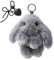 ZMDMAH Süße Hase Plüsch Schlüsselanhänger, Schleifenanhänger und Plüsch-Häschen Pom Poms Taschenanhänger, Handtasche Autoschlüssel Dekoration Kuscheltieranhänger mit Schlüsselring (Grau)