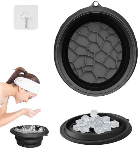 TREABEAR Waschschüssel Faltbar mit Eingebauter Eiswürfelschale, Große Schüssel für Gesichtseisbad, Waschschüssel Pflege für Erwachsene, Portable Silicone Foldable Facial Ice Bath Bowl Kommt mit Haken