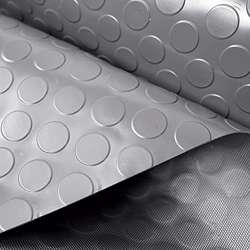 OLIVO.shop Tappeto Gomma Antiscivolo Pvc, Rivestimento Pavimento Gommato in Pvc per Esterni Interni, Bar, Officine, Palestra, Garage, Rotolo Isolante Larghezza 1,5 mt WORK BOLLO (GRIGIO, 1,5x12 MT)