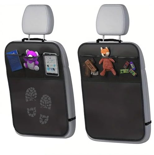 2 Stück Autositz Schutz Rückseite Kinder, Rückenlehnenschutz Auto, Autositzschoner Kindersitz, Rücksitzschoner Auto Kinder Der Vordersitze Wasserdicht Pflegeleicht, Mit 3 Taschen Für Wasser Und Staub