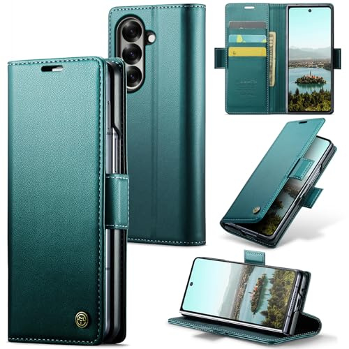 Rerzoiro Handyhülle für Samsung Galaxy Z Fold 7 Hülle, Premium PU Lederhülle Klappbar Flip Case [RFID Blocker] Tasche Magnet Kartenfach Klapphülle Schutzhülle für Samsung Galaxy Z Fold 7, Türkis