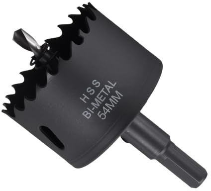 METALLIXITY Kit de Scie Cloche Bi-Métal 54mm (2-1/8), Fraiseuse à Trou en Acier Rapide M42 avec Mèche Centrale, Clé Hexagonale et Ressort - pour Tôle Métallique, Bois, Noir
