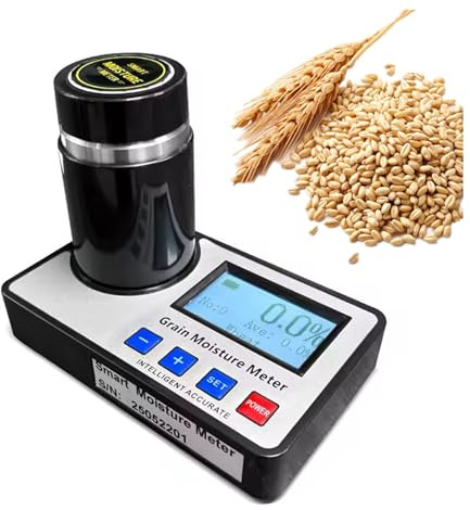 SUZLAZYR Misuratore di umidità Portatile per Cereali, Misuratore di umidità per Cereali per 19 Tipi di Cereali Inclusi Grano, Mais, caffè con ATC, Intervallo di misurazione 8~30%