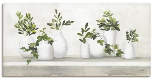 ARTLAND Wanddeko Leinwand Bilder Wandbild skandinavische deko minimalismus aesthetic moderne Blumenvasen Efeu Pflanzen U5SS
