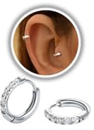 TESGADGETS kleine silberne Creolen mit chirurgischem 316L Stahl Scharnier Huggie Creolen für Knorpel, Helix, Tragus, leichte hypoallergene Ohrringe (6 mm, Silber)