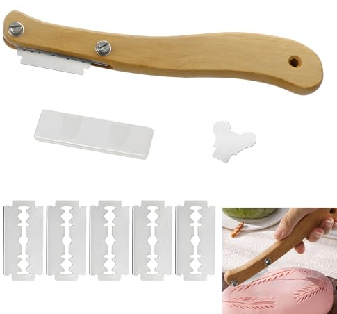 Lame Boulanger, Couteau de Boulanger avec 5 Acier Inoxydable Lames Rasoir à Pain Pâte Graver Couteau à Inciser le Bois Pain Accessoire de Boulangerie Tailler la Forme du Pain Embellir Aliments