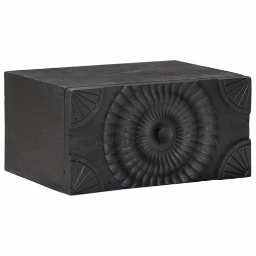 vidaXL Handgefertigter Nachttisch Schwarz 40 x 30 x 20 cm, Handgefertigte Schlafzimmeraufbewahrung, moderner Wandregal, rechteckiger Nachttisch, Holzmöbel aus Mango