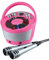 Groov-e Boombox Portable de fête karaoké avec Lecteur CD, Lecture sans Fil Bluetooth, éclairage Effet de fête, Micro et contrôle Vocal – 2 Microphones Inclus – Rose