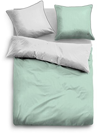 TOM TAILOR 0069600 Bettwäsche Garnitur mit Kopfkissenbezug Baumwoll-Satin 1x 135x200 cm + 1x 80x80 cm mint