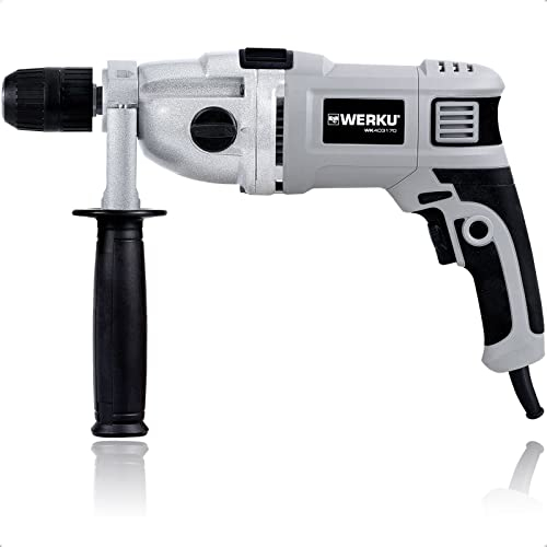 Werku WK403170, Taladro Martillo Percutor, Calidad Profesional, Potencia 1050 W, Portabrocas Automático 2-13 mm, Incluye Guía Profundidad Taladrado