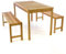 Divero Garten-Set Sitzgruppe Gartenmöbel-Garnitur 3-teilig 1 Tisch 2 Bänke behandelt unbehandelte Oberfläche Teak-Holz massiv 135 cm wählbar (Teak Natur)