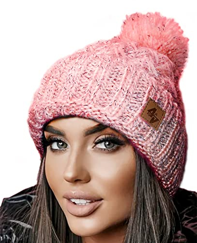 4sold Herren Beanie Mütze Warme Wintermütze mit Weichem Innenfutter Gefütterte Strickmütze Ski Pom Wooly with Full Cosy Fleece-Futter
