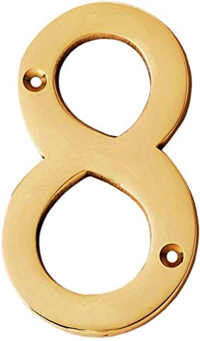 eSplanade 4 Brass House Hotel Door Number Plaque Sticky Numeric Numerical Digit 0-9 (8 (Eight))
