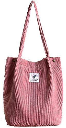 Funtlend Large Cord Bag for Women Corduroy Tote Bag Women Shoulder Handbags Totebag for School Shopping Work College Casual