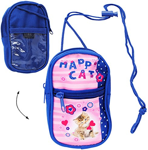 alles-meine.de GmbH Brustbeutel/Handytasche/Geldbörse - Katze & Blumen - Geldbeutel - Buskarte - Buskartentasche/Buskartenhülle - Hülle Schutz - Hals Umhängetasche klein - ..