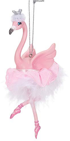Kurt Adler E0480 Flamingo Ballerina Hängende Kugel, 14 cm hoch, Harz, Stoff, Weihnachten