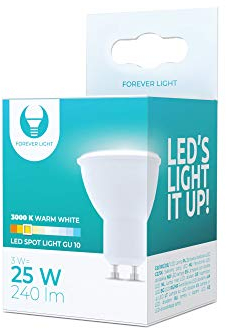 FOREVER 10 Stück Light GU10 LED Lampe, Spot 3W (ersetzt 25), 3000K Warmweiß, LED Leuchtmittel 250 Lumen