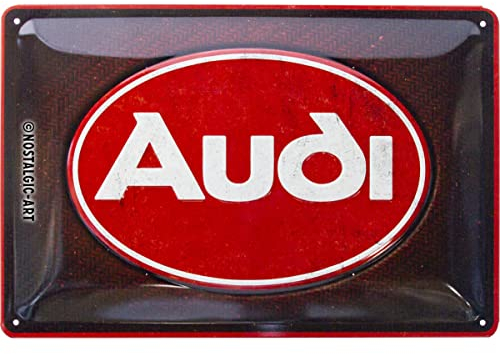 Nostalgic-Art Retro Blechschild, 20 x 30 cm, Audi – Logo Red Shine – Geschenk-Idee für Audi-Zubehör Fans, Original Lizenzprodukt (OLP), aus Metall, Vintage Design, Blechschilder Sprüche