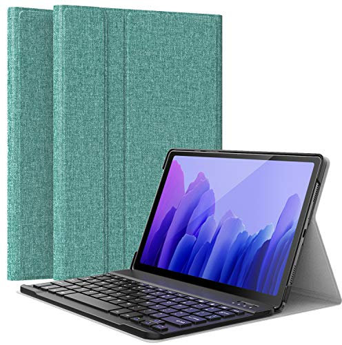 Moko Funda de Bluetooth Teclado Compatible con Galaxy Tab A7, PU Cubierta para Tableta con Teclado Inalámbrico Extraíble para Samsung Galaxy Tab A7 2020 10.4 Model (SM-T500/505/507, Verde