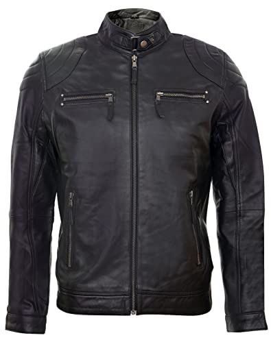 Herren 100% Echtleder Schwarz Moto Rennen Motorrad Fashion Motorrad Jacke Mit Reißverschluss S