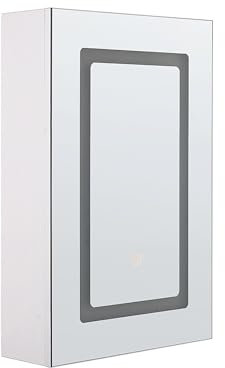 Beliani Armoire de Toilette Murale avec Miroir Lumineux LED 40 x 60 cm Rangement Suspendu Fonctionnel et Pratique pour Salle de Bain de Style Moderne