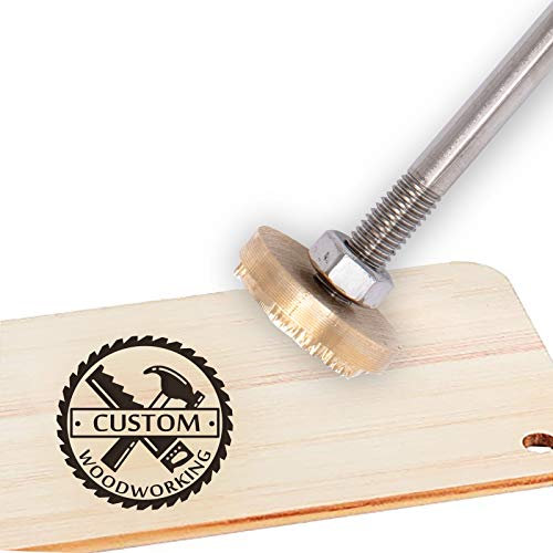 CREATPLANET Timbro in ferro personalizzato per marchio in legno da 1,2 pollici Timbro in pelle per marchio in ferro con logo personalizzato Timbro per barbecue a caldo legno Design - Sega e martello