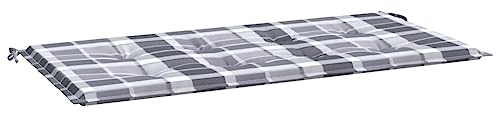 vidaXL Gartenbankauflage, Bankauflage Sitzkissen Outdoor, Polsterauflage Auflage für Gartenbank, Bankpolster Bankkissen, Grau Karomuster 120x50x4cm Oxford-Gewebe