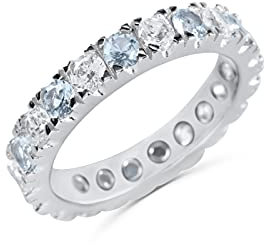 Anellissimo Ring Ehrenring Aquamarin Damen 925er Silber mit Zirkonia -, Silber, Aquamarin