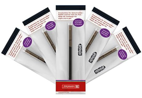 BRUNNEN, Minen, kompatibel mit allen gängigen Gelschreibern, 5er Pack, praktisches Nachfüllsystem für umweltfreundliches Schreiben & eine langanhaltende Schreiberfahrung (Farbe Schwarz)