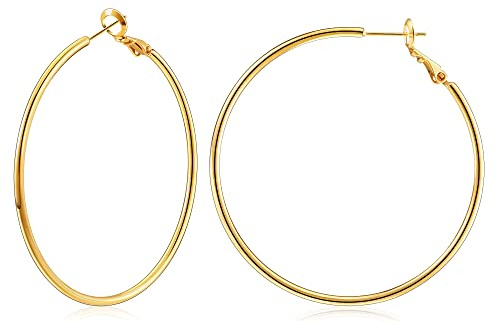 Gacimy Gold Creolen für Frauen 14 Karat echt vergoldet 925 Sterling Silber Post Gold Creolen für Frauen, Messing, Kein Edelstein