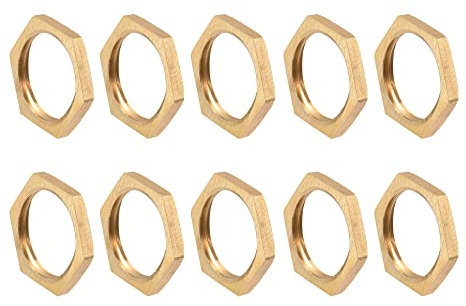 sourcing map G1/2 Lock Nut, Hex Brass Female Locknut for Plumbing 10pcs
