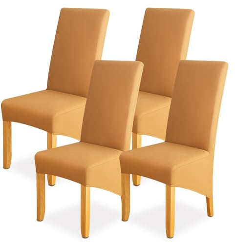 Stuhlhussen 4er Set Stuhlüberzug Elastizität Spandex Universal-Hussen für Stühle Moderne und Elegante Optik Stuhl Schutz Abdeckungen Mit Gummiband für Esszimmer, Bankette, Partys und Dekoration