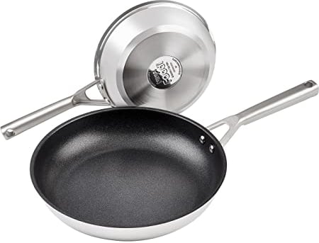 Ninja Foodi ZEROSTICK Edelstahl 2-teiliges Bratpfannenset, 20cm/28cm, langlebig, antihaftbeschichtet, induktionsgeeignet, backofen- und spülmaschinenfest, C62000EU