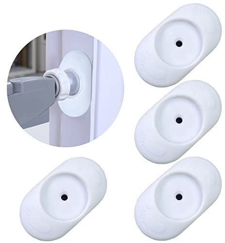 VEGCOO 4 Packs Stair Gate Wall Protector, Safety Stair Gates Extension Wall Saver Wall Guard Protector Pads for Pressure Mounted Gate, Door, Babies & Pets Safety (Off-White)