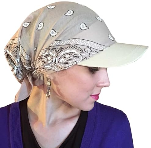 Damen Baumwolle Beanie Kopftuch Schal Bandana Hüte Retro-Stil Sonnenhut Golf Tennis Baseball-Mütze Turban Kopfbedeckung Headwear Wraps Sonnenblende Kappe Bikertuch Radsport Mützen (Weiß1, OneSize)
